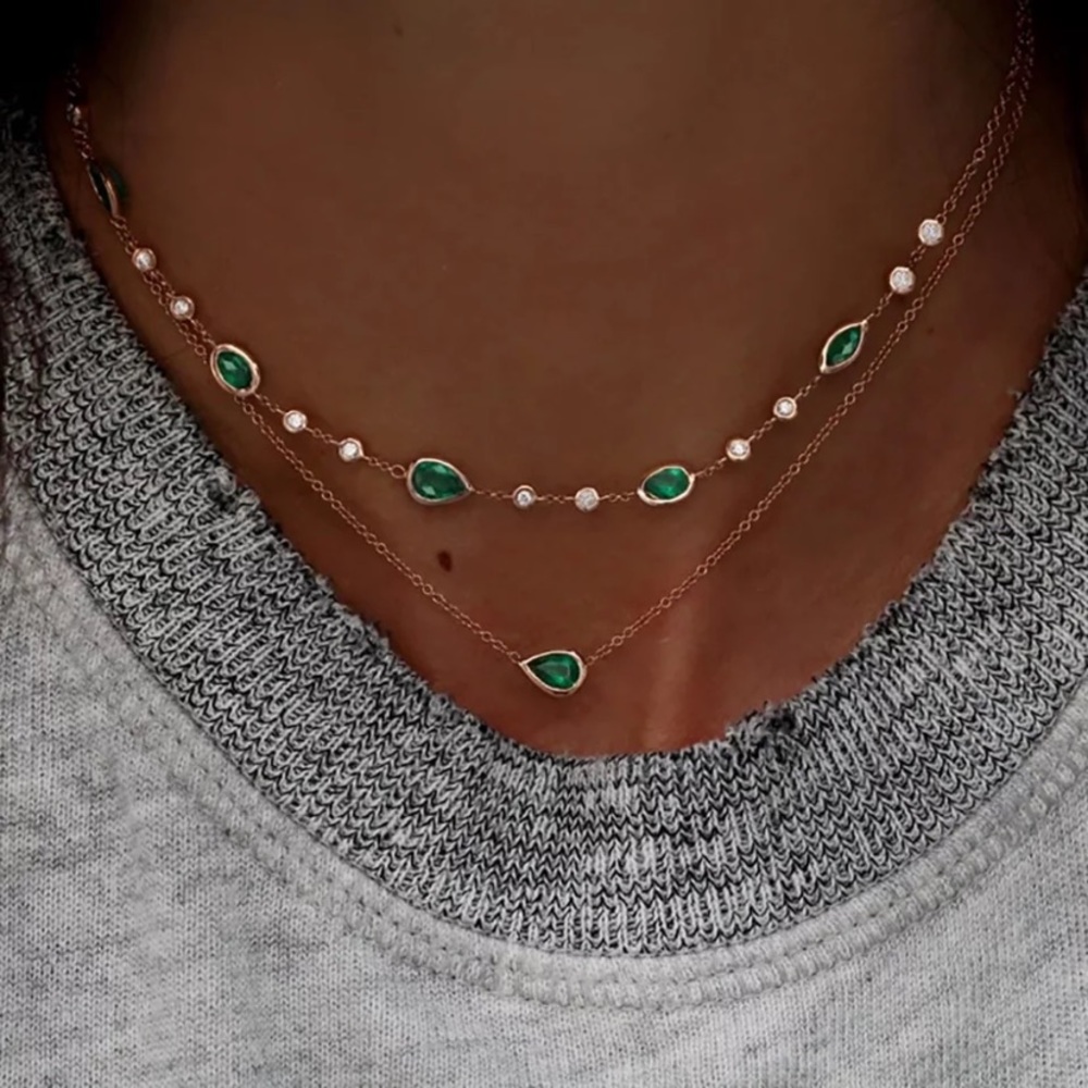NEW! Dainty Layered Waterdrop Crystal Necklace